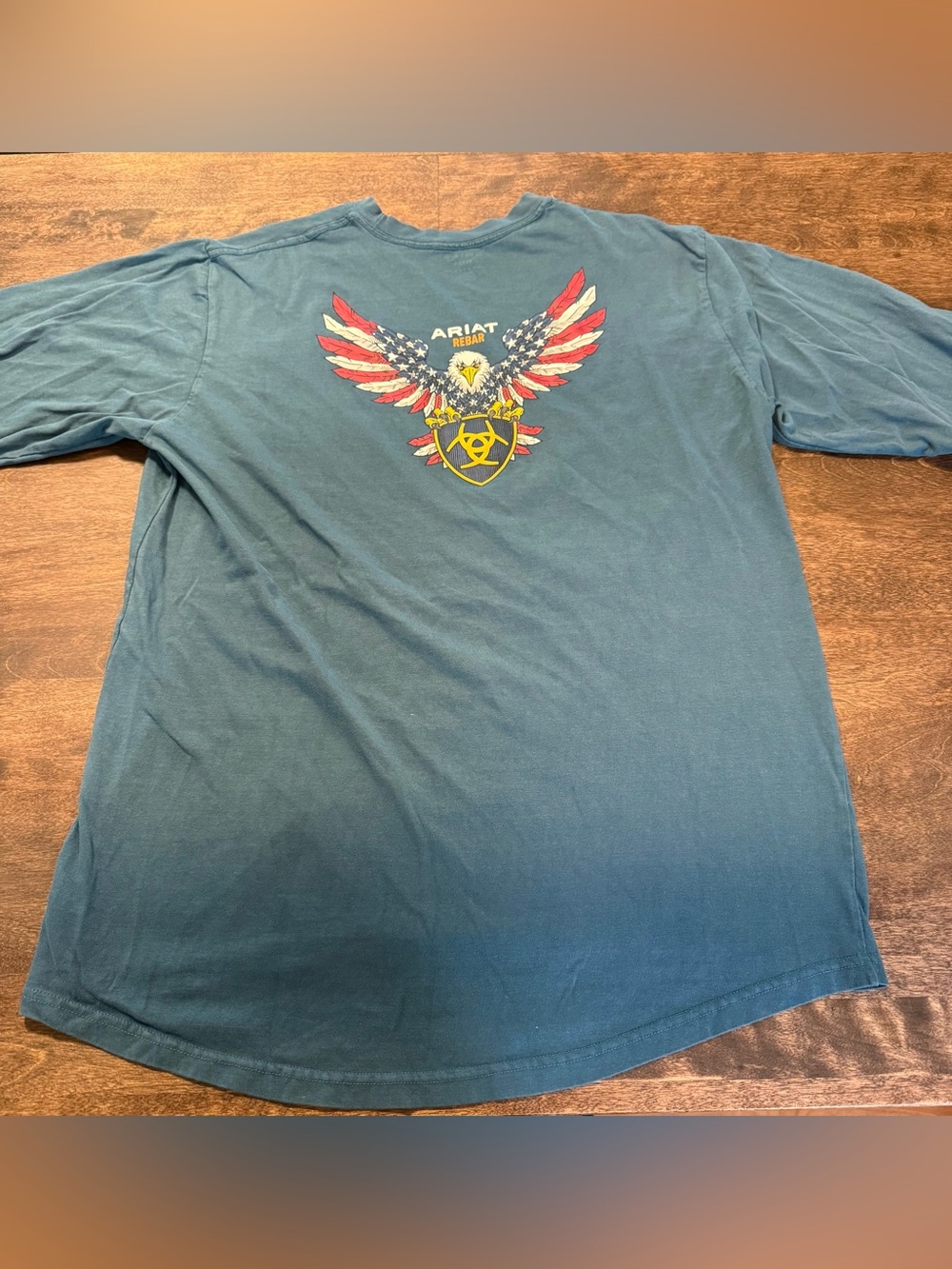 Ariat Teal Rebar Cotton Strong American Raptor Long Sleeve Shirt Pen Slot Pocket